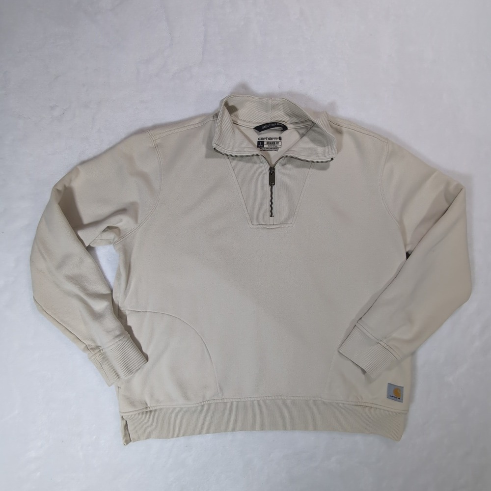 Carhartt Quarter Zip Sweatshirt Womens L Cream Tencel Fiber Series TS6451-W